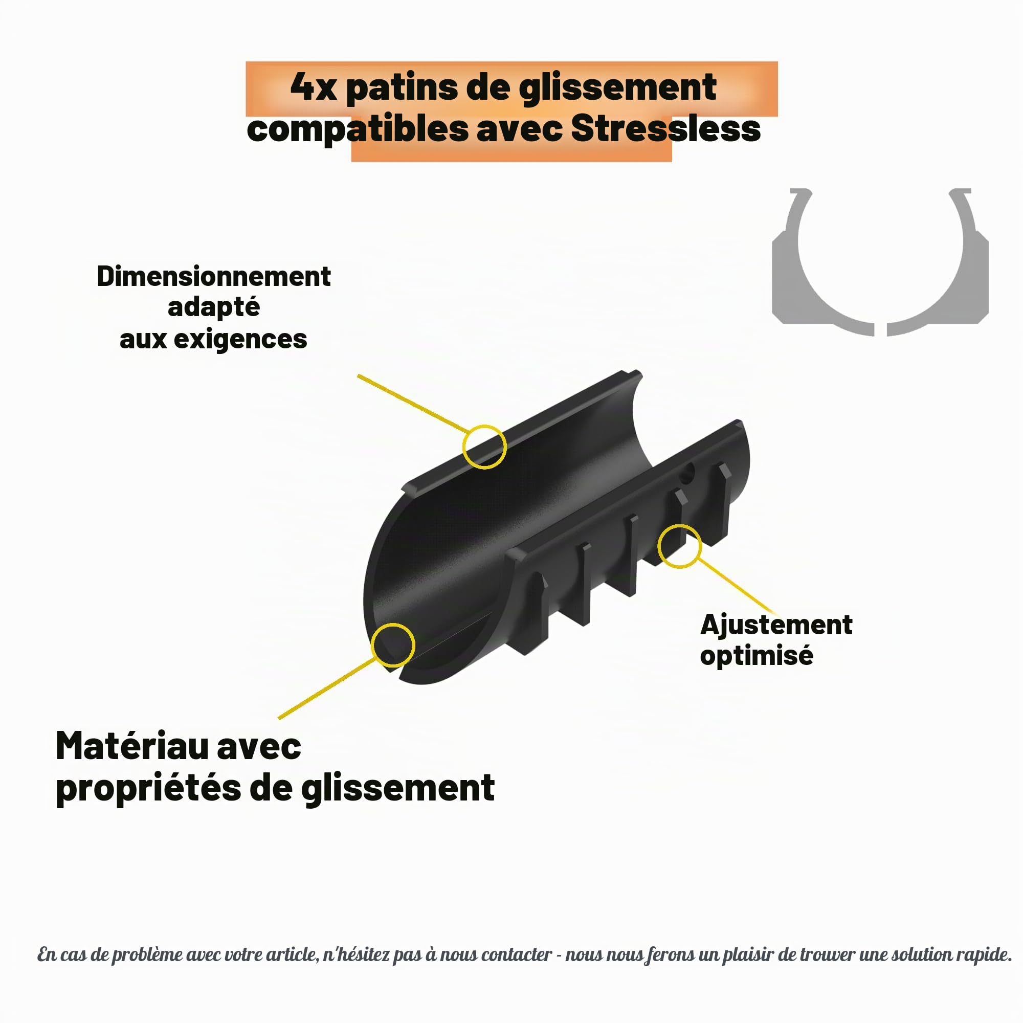 4 patins coulissants pour soulager le stress, réglage du siège, pièce de rechange, coque