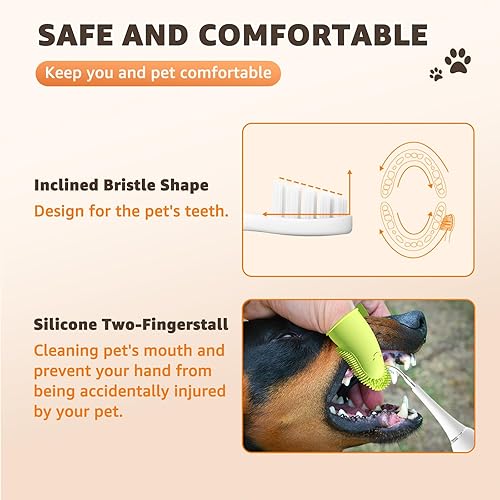 Miniatura 7 de LOOBANI Kit de limpieza de dientes de perro, recargable Sonic Electric, blanco, incluye raspador de dientes, 2 cabezales reemplazables, cepillo de