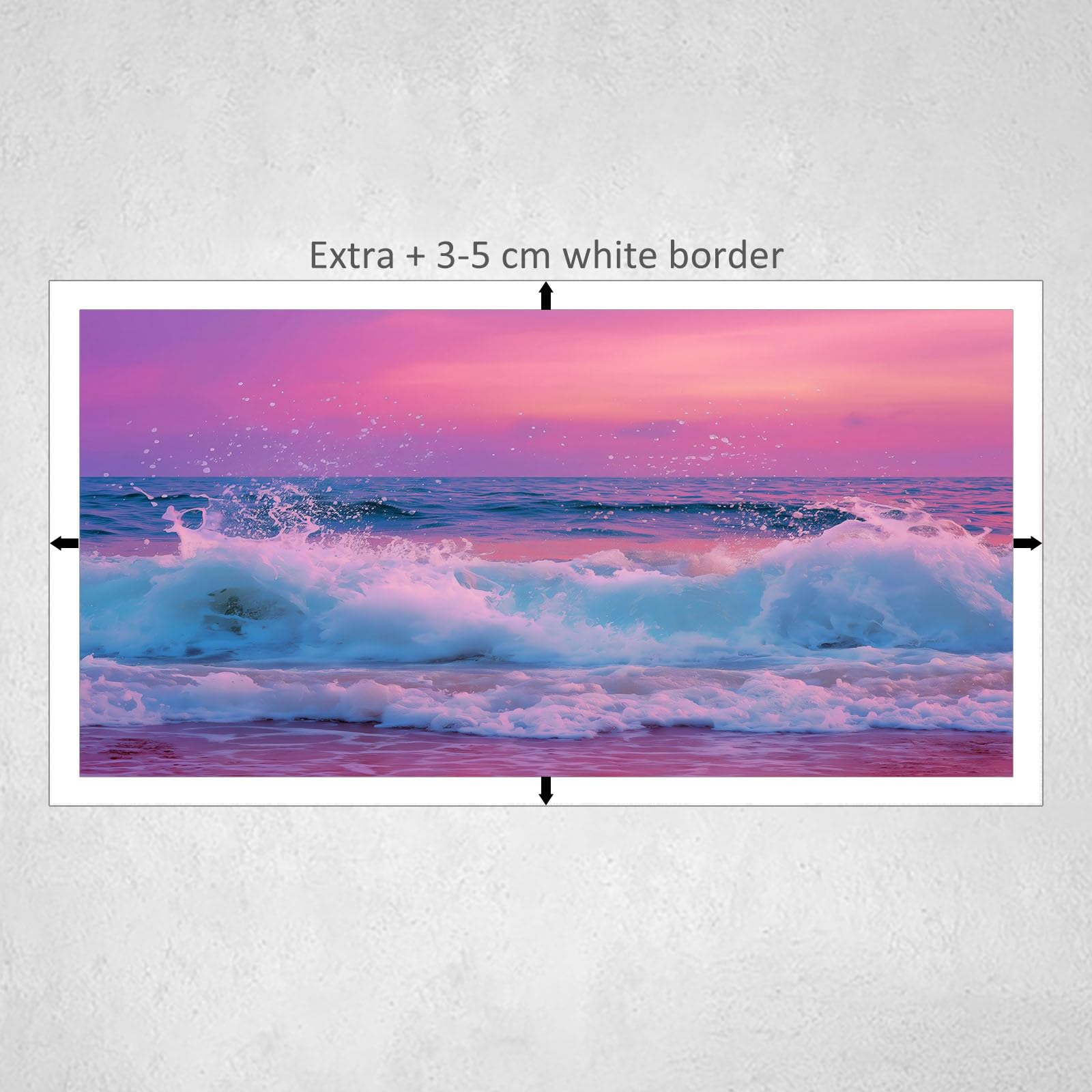Generisch Leinwandbild Sonnenuntergang Meer Wellen 90x60cm Wandbild Kunstdruck auf Leinwand, Modern Wanddeko Bilder für Wohnzimmer Schlafzimmer Flur Büro Esszimmer Dekoration