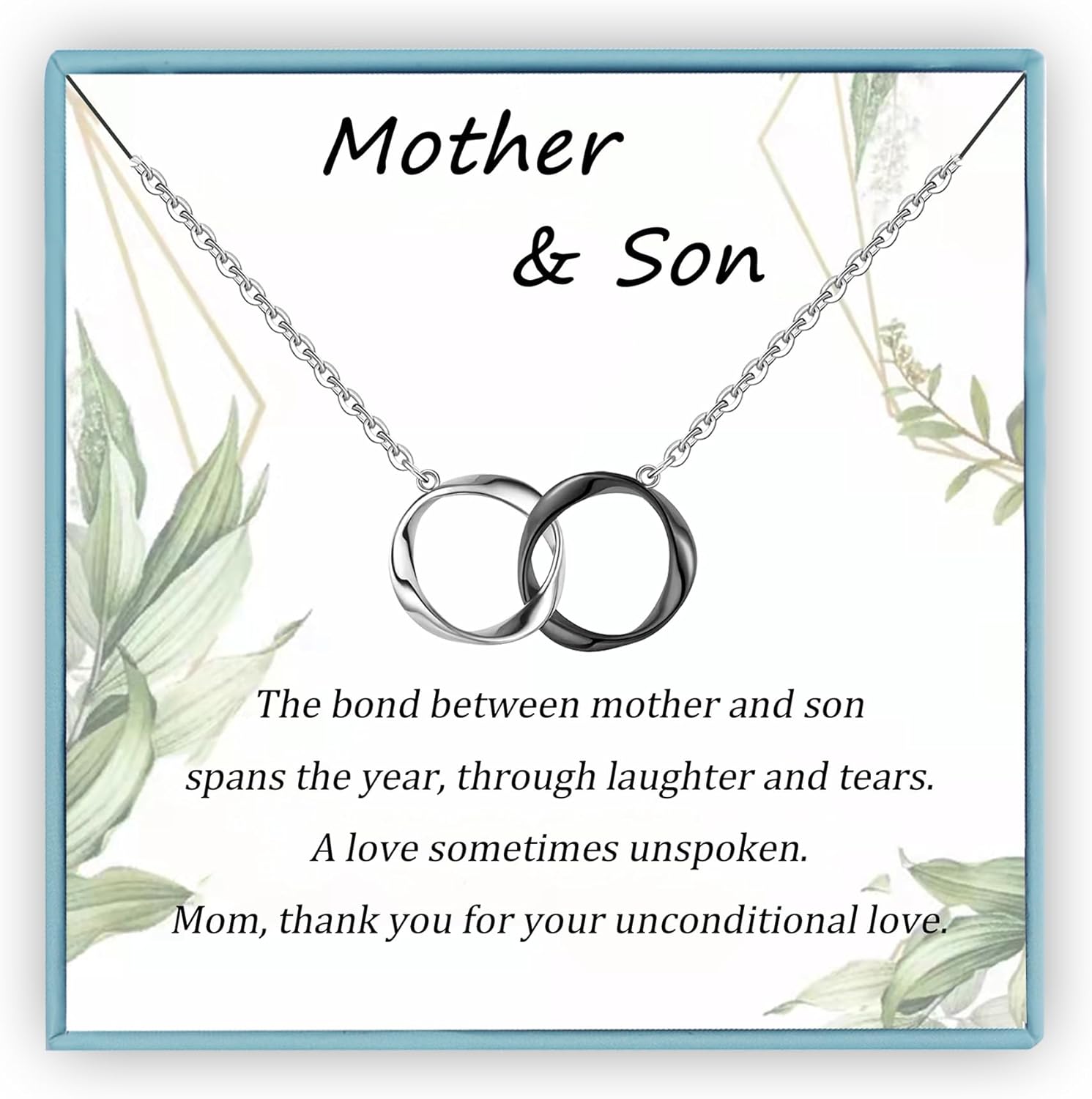 Sereney Valentines Day Gifts for Mom from Son, Sterling Silver Mother Daughter Necklace as Gifts for Daughter from Mom, Mother Son Necklace as Mom's Birthday Handmade Gifts