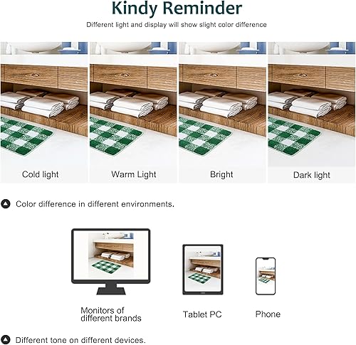 Miniatura 9 de PiccoCasa Tapetes de baño de microfibra con patrón a cuadros, extra suaves, esponjosos, absorbentes, tapetes de baño para bañera, tapete