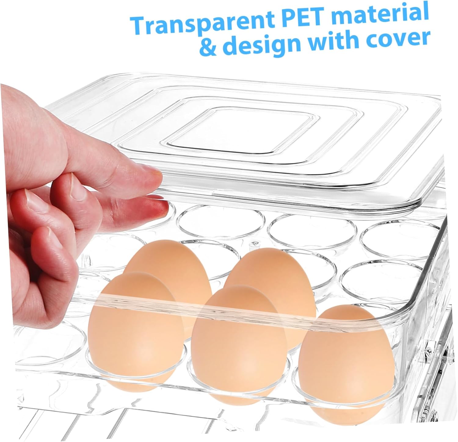 Cabilock Double Layer Egg Storage Box Lids Fridge Organizer for Eggs Rolling Container