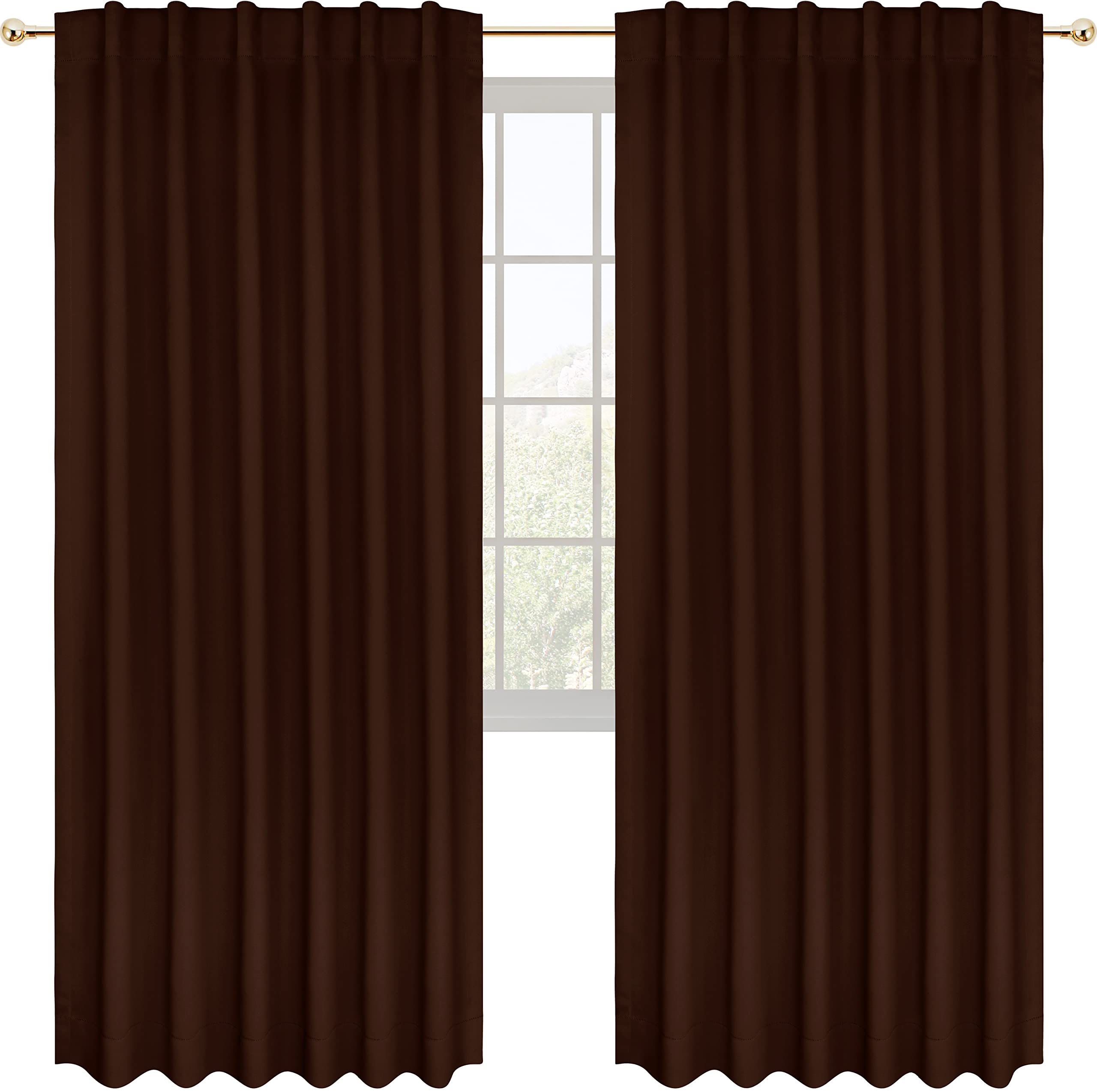 Utopia Bedding Curtain for Bedroom - Rod Pocket Blackout Curtains 84 Inch Length 2 Panels Set - Thermal Curtains & Drapes for Living Room, Bedroom, 52W x 84L Inches, Chocolate