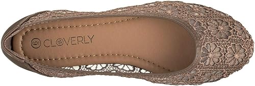 Miniatura 3 de CLOVERLAY Women's Ballet Shoe Floral Breathable Crochet Lace Ballet Flats
