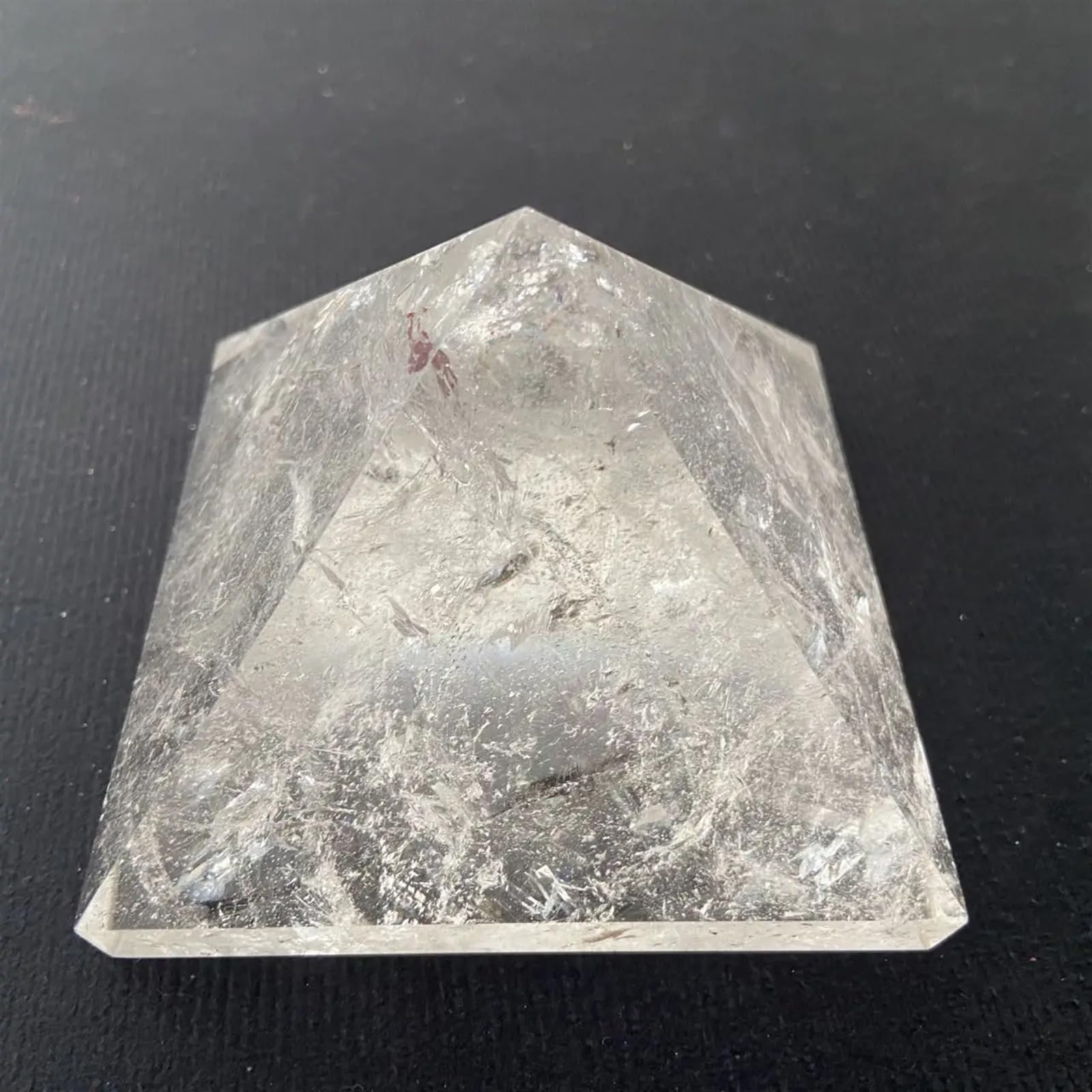 Hermoso Pirámide de cristal de cuarzo transparente natural - Piedra de Reiki transparente for meditación y trabajo energético(80-90mm)