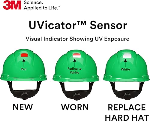 Vista 25 de 3M Hard Hat SecureFit H-700 Series - Casco de seguridad estilo gorra con sensor Uvicator, suspensión de trinquete de difusión de presión de 4 puntos