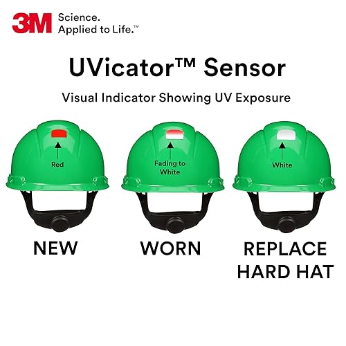 Vista 38 de 3M Hard Hat SecureFit H-713SFR-UV, casco de seguridad estilo gorra sin ventilación con sensor Uvicator, suspensión de trinquete de difusión