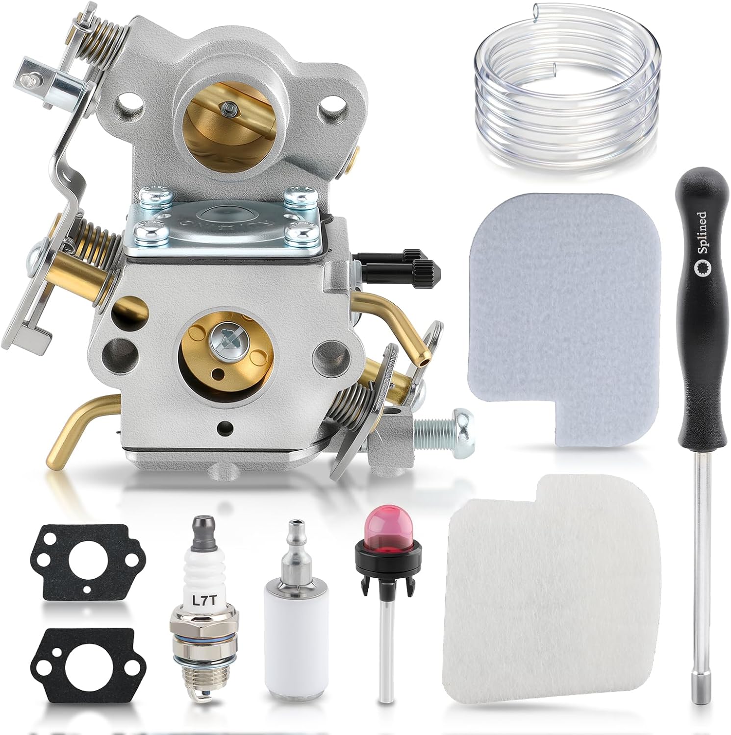 Ruixing OEM PP4218A P3314 Carburetor for Poulan Pro PP4218AV PPB4218 PR4218 SM4218AV PP4018 PPB4018 PP4018AV P3416 PR3816 42CC Chainsaw, with Air Filter Rebuild Kit