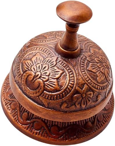 Miniatura 3 de Campana de escritorio vintage de latón  1 campana de llamada estilo victoriano para servicio de mesa, campanilla de cena, escuela, hogar, oficina
