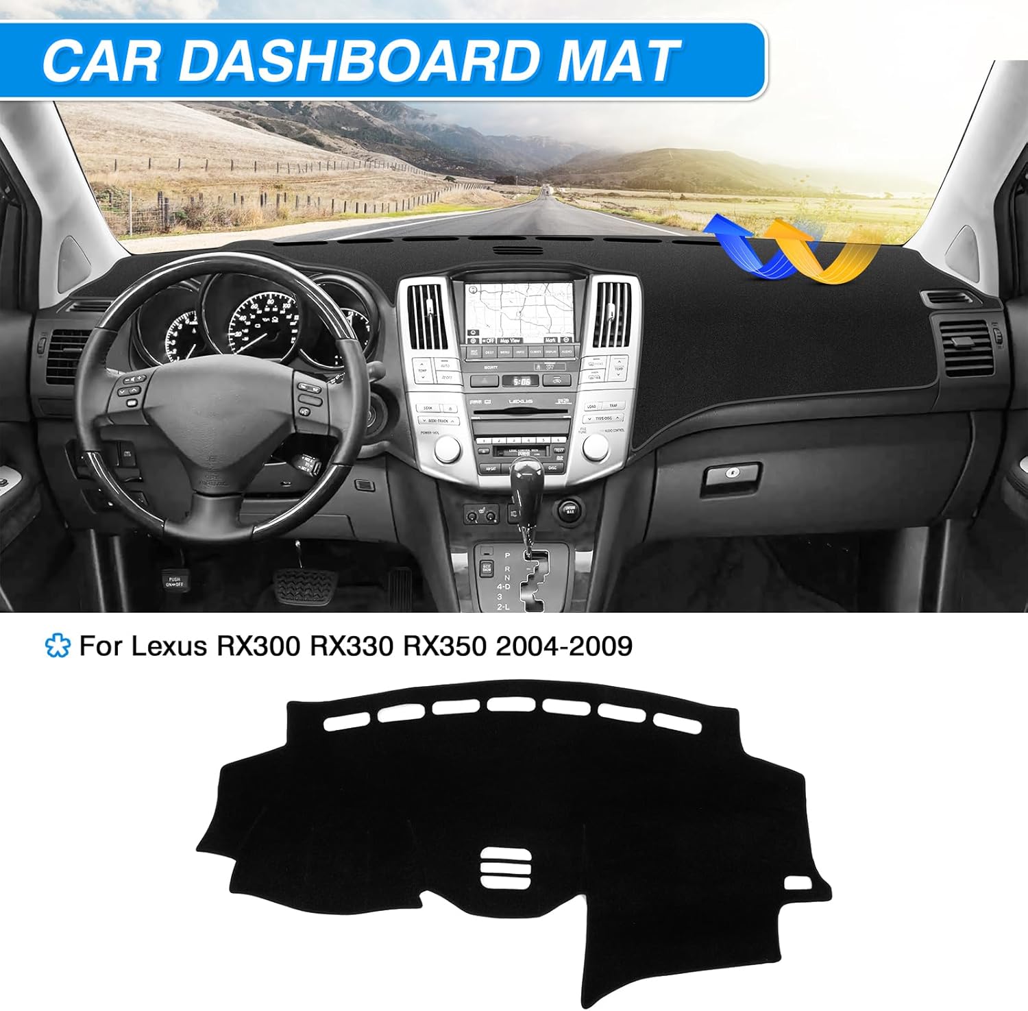 CARTIST Dash Cover for Lexus RX300 RX330 RX350 2004-2009 Dashboard Cover Mat for RX300 RX330 RX350 Accessories Non-Slip Pad Carpet Anti-Glare