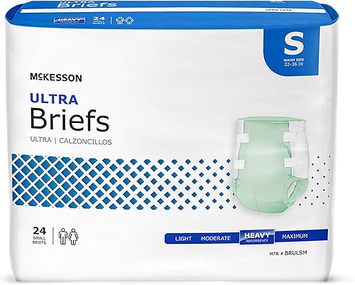 McKesson Ultra Briefs, [24 unidades], pequeños, 22-36 pulgadas, pañales para adultos con incontinencia, absorción pesada, unisex, desechables,
