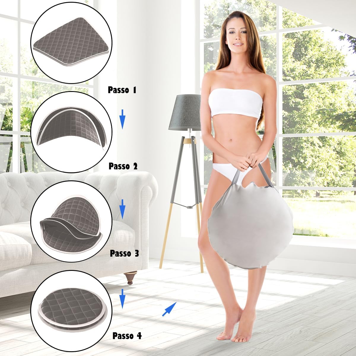 RELAX4LIFE Sauna a Vapor Portátil 2 L, Cabina Doméstica para SPA, 9 Temperaturas Ajustables, 0-99 Minutos, Mando a Distancia y Silla, 1000 W (Gris)
