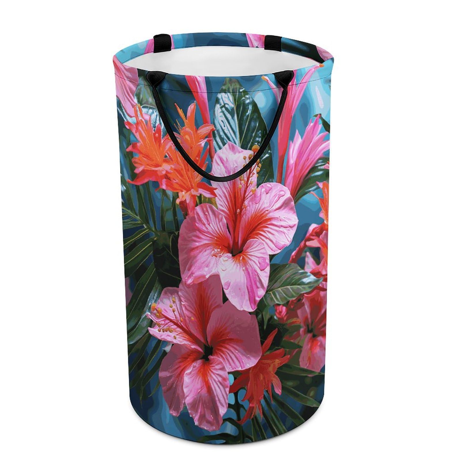 Grand panier à linge de rangement imprimé végétal pour buanderie et maison
