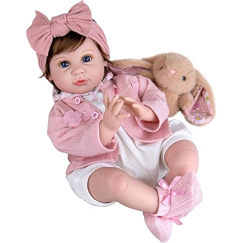 Aori Realistic Reborn Baby Dolls - 22 Inch Lifelike Baby Girl with Feeding Bottle & Pacifier, Weighted Cloth Body for True-to-Life Feel, Gift for Kids Ages 3+
