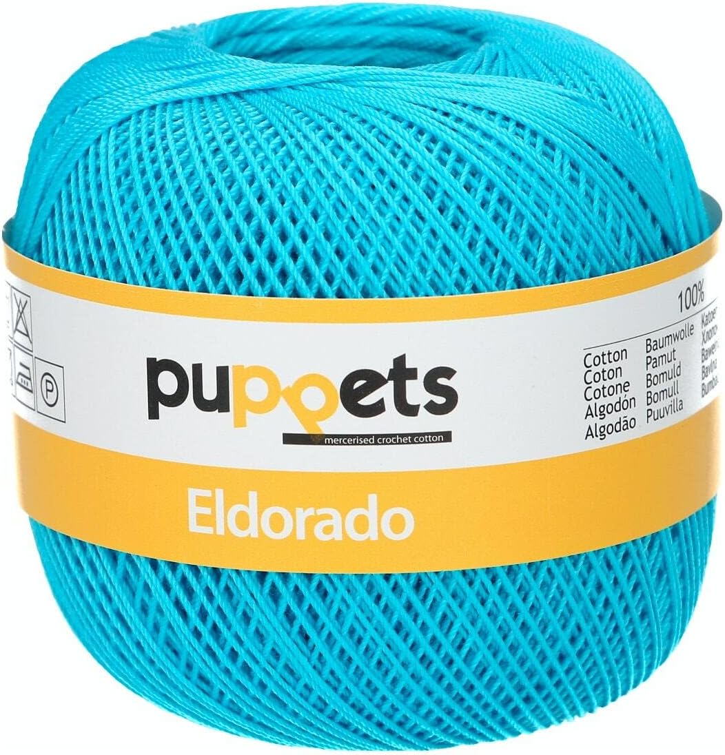 Puppets Eldorado Crochet Yarn, Cotton, 1442, Blue, Set of 52 Pieces