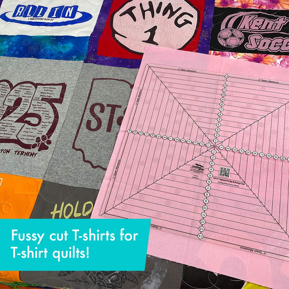 Creative Grids 14-1/2in Square It Up or Fussy Cut Square Quilting Ruler – CGRSQ14 – Made in USA, Non-Slip Grip Acrylic Quilting, Sewing, Crafting, Patchwork Ruler & Template