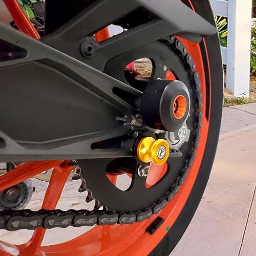 Vista 10 de Goldfire 2pcs 10MM M10 X1.25 Motocicleta Swing Arm Sliders Carretes CNC Swing Arm Stand Tornillo para FZR 1000/600R/400 para Kawasaki Z750 Naranja