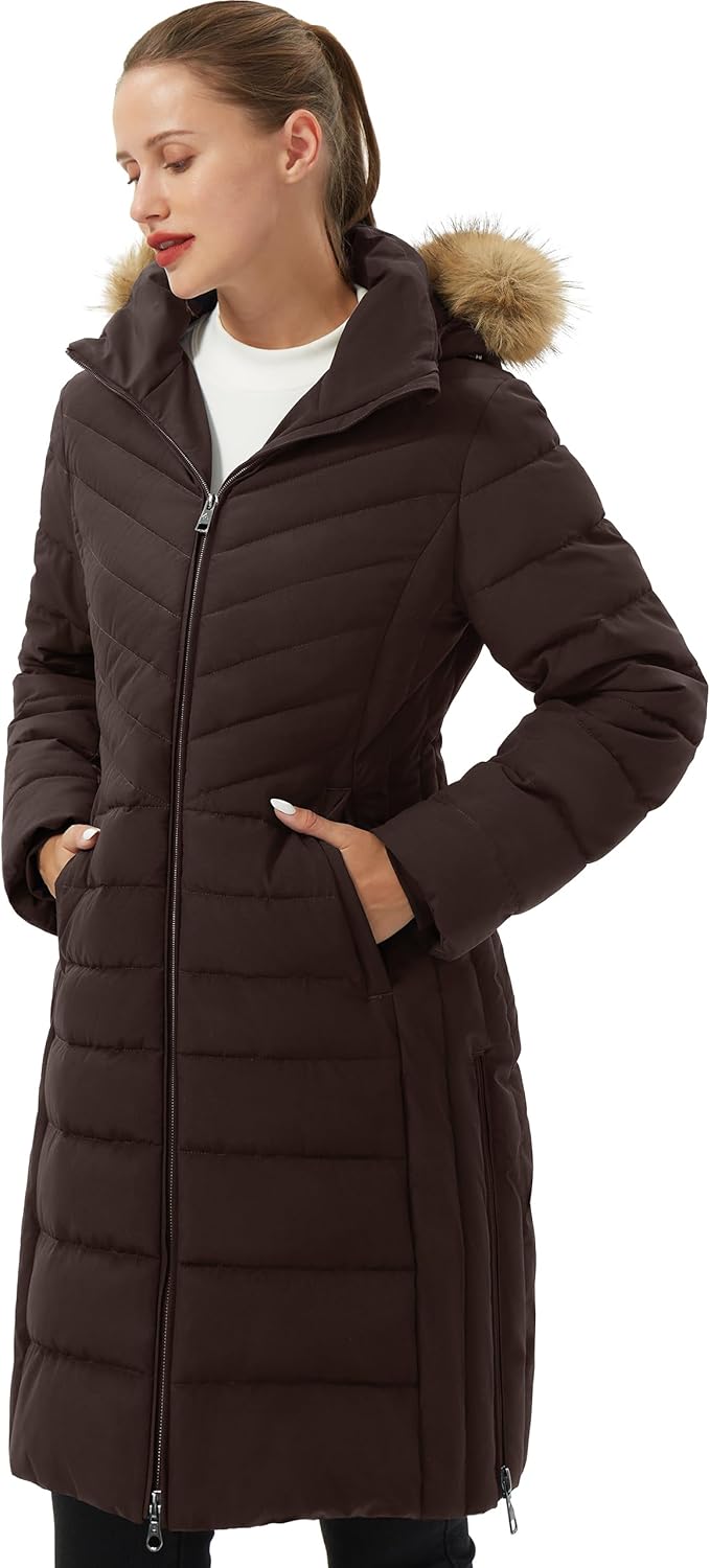 Pioneer Camp Women's Winter Coats Warm Thicken Long Puffer Jacket Waterproof Quilted Parka with Removable Faux Fur Hood - Image 2