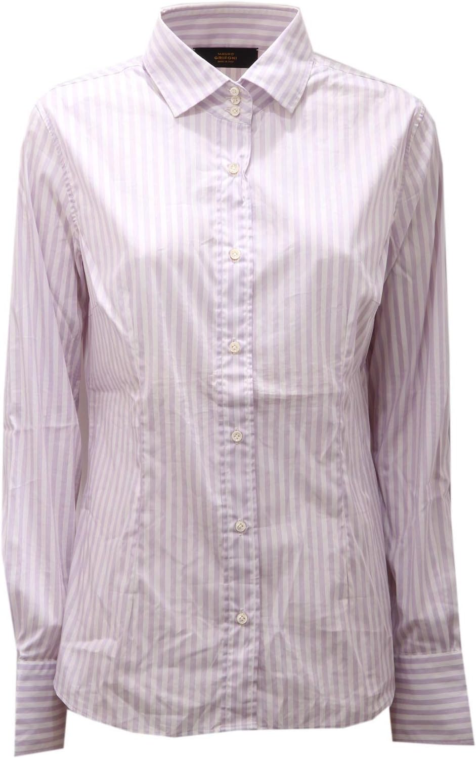 Mauro Grifoni 5542AE Camicia Donna White/Lilac Stripes Shirt Woman