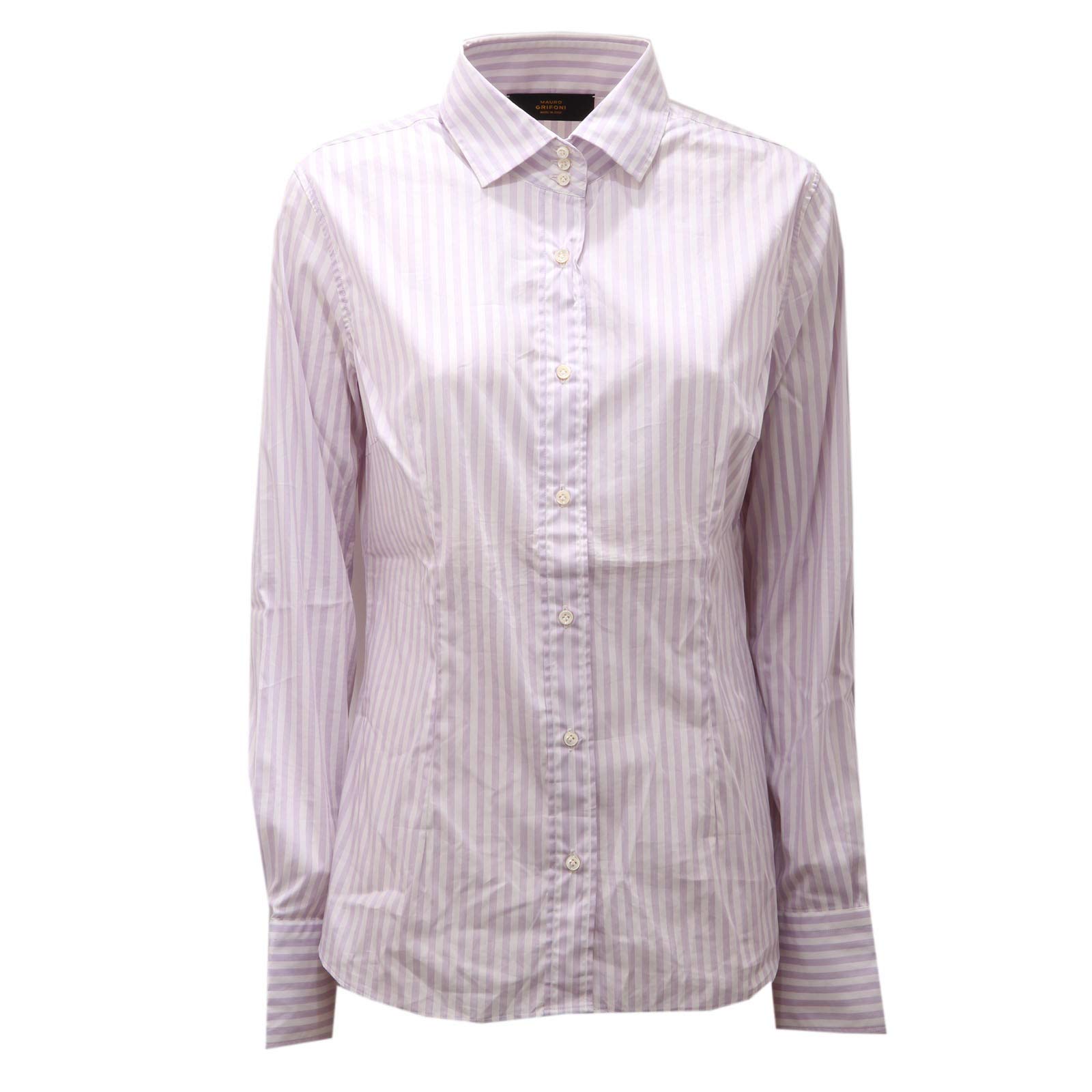 Mauro Grifoni 5542AE Camicia Donna White/Lilac Stripes Shirt Woman