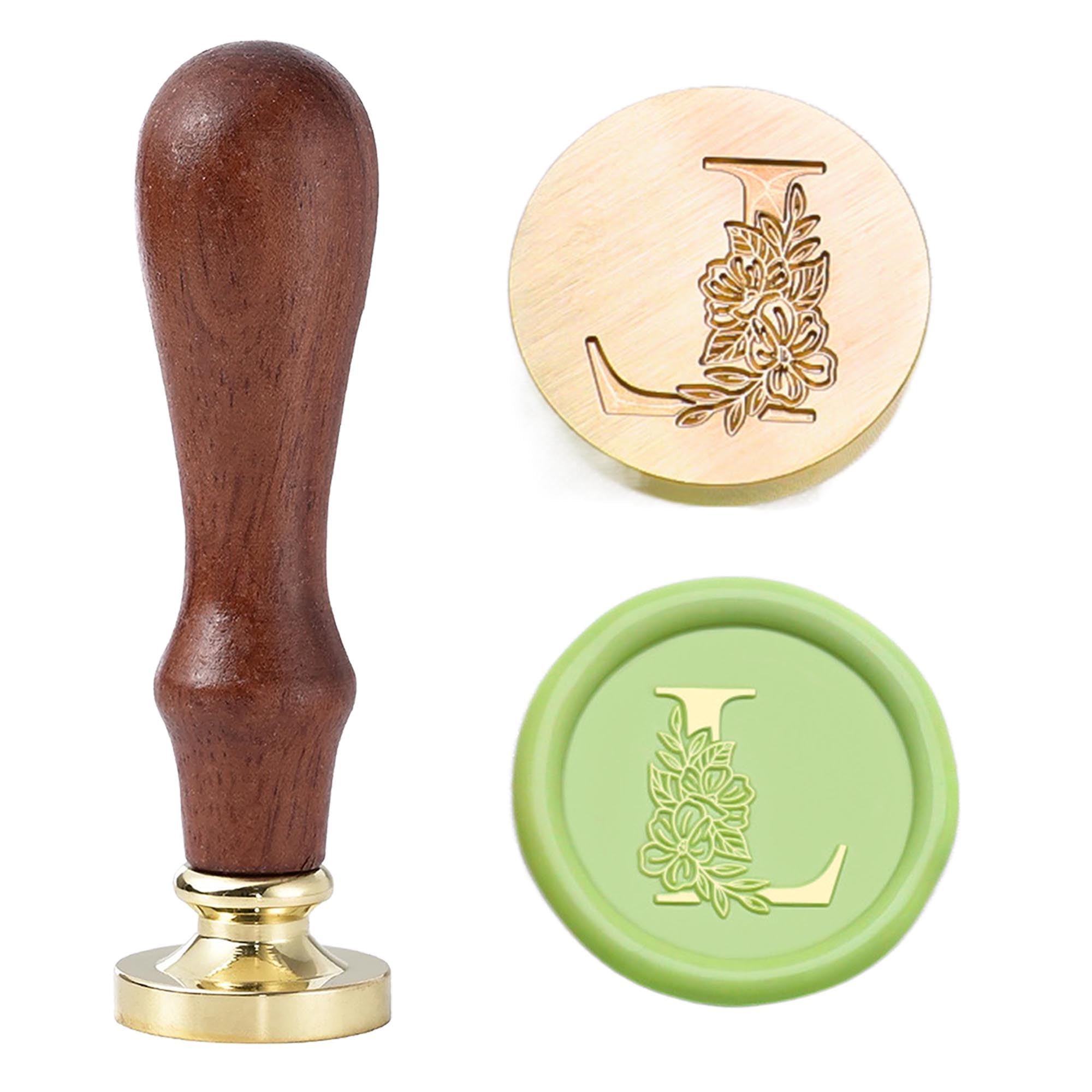 Statice Letter L Wax Seal Stamp - Initial Sealing Wax Stamp with Flower,0.98 inch/25mm Brass Alphabet Graphic Stamp for Envelopes,Invitations or Valentine's Day Gifts — image 1