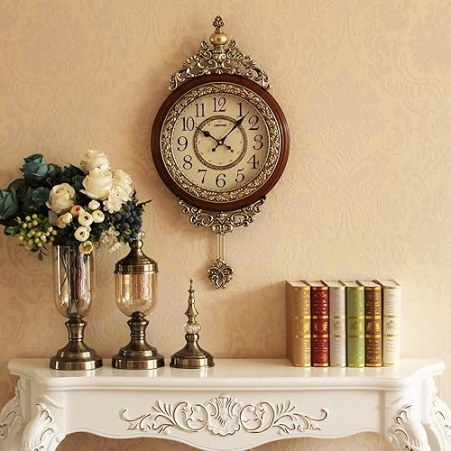 Miniatura 3 de SHISEDECO Elegante reloj de pared para abuelo tradicional decorativo pintado a mano moderno elegante decoración étnica de lujo hecho a mano péndulo