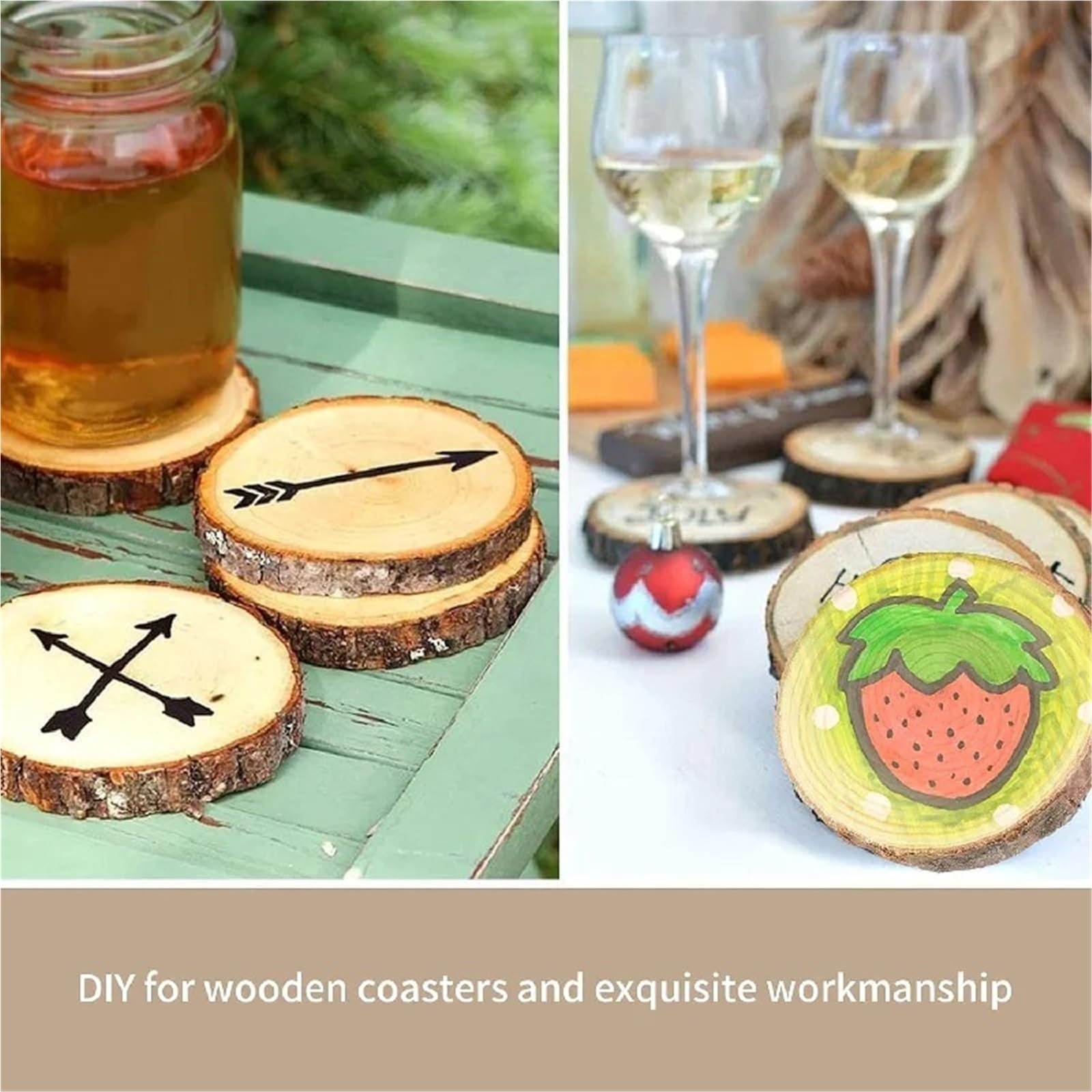 plastry drewna 10 szt. 13 * 1 cm naturalne okrągłe niedokończone plastry drewna sosnowego koła z korą drzewną dyski kłody DIY rzemiosło wesele malowanie