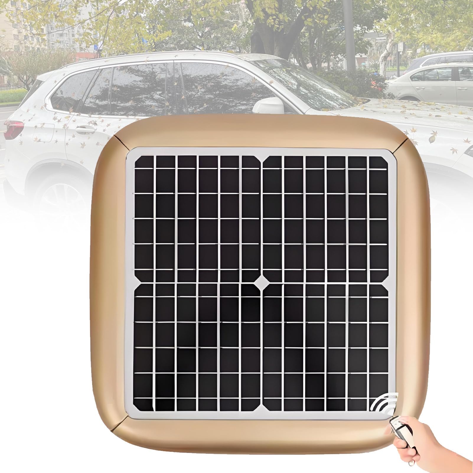 Ofyphth Solar Automatic Smart Car Cover, Electric Retractable Vehicle Shelter, Parking Canopy, with Remote Operation, Portable All Season Protection, with Anti-theft Device. Gold-YL