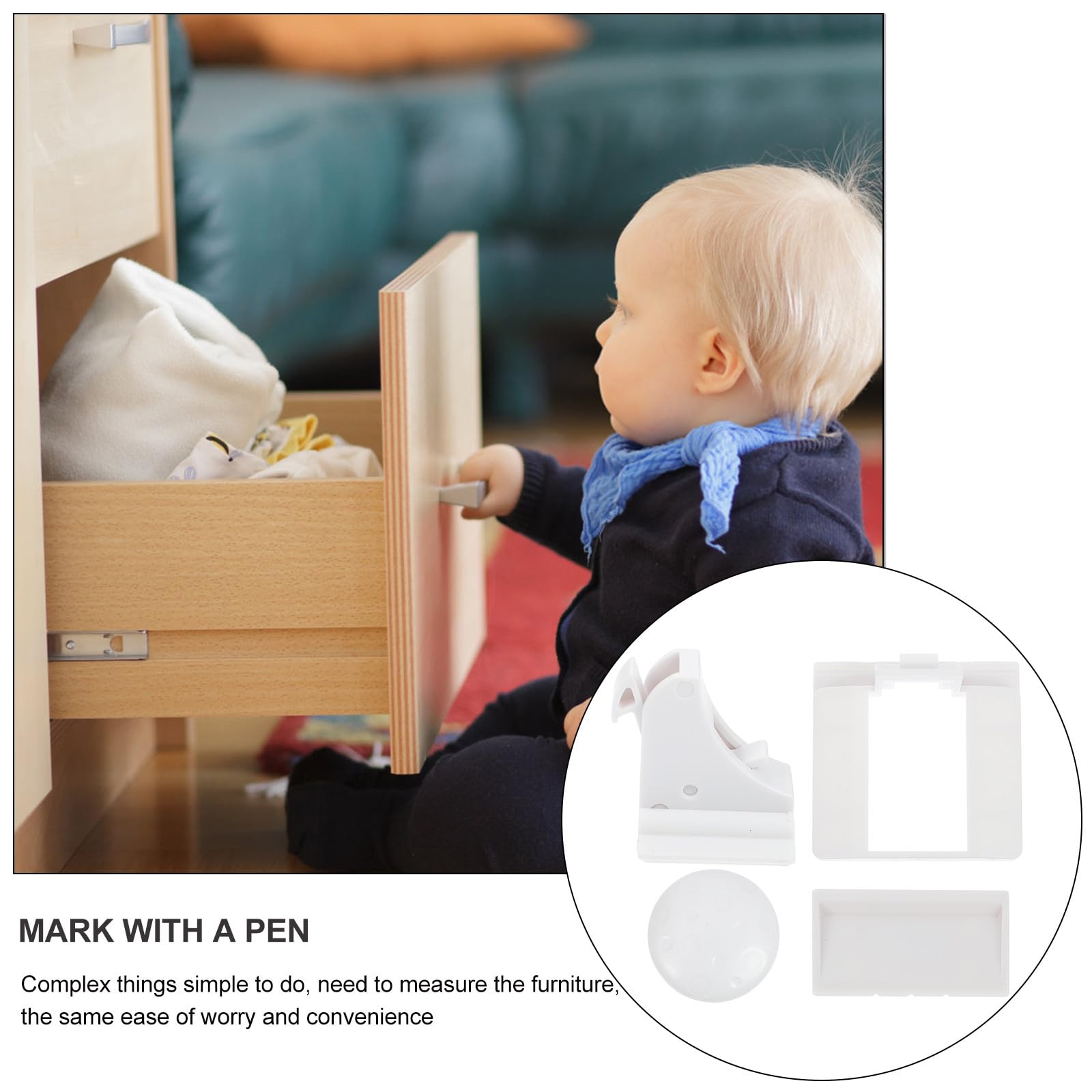 Verrous Magnétiques et Accès Contrôlé pour Tiroir et Armoire Lot de 10 Protection Contre Blessures Sécurité Enfants avec Clé, Matériau Abs Blanc pour Enfants