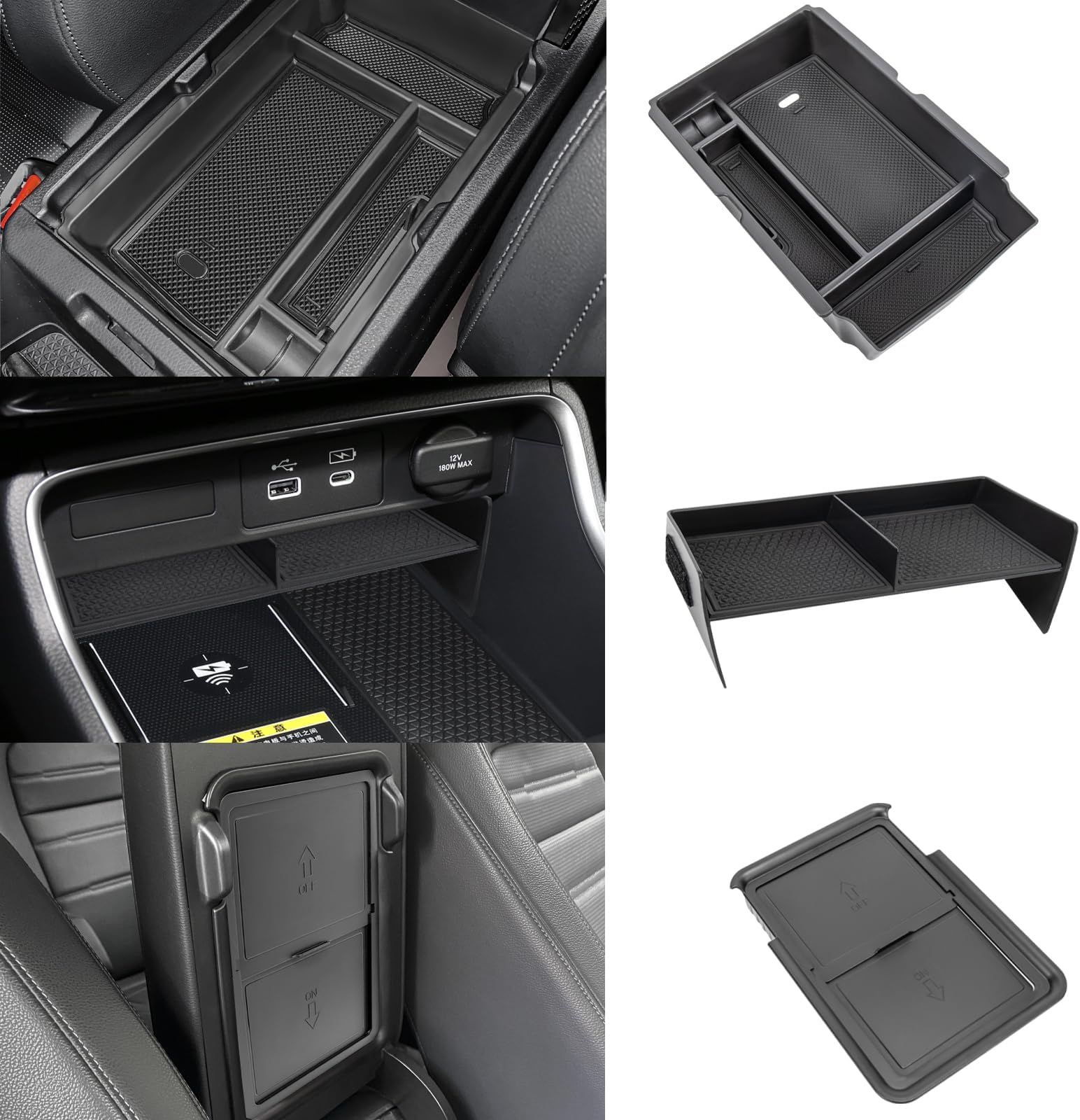 3PCS Center Console Organizer Compatible with 2025 2024 2023 Honda CRV Armrest Storage Box Armrest Hidden Storage Box Secret Compartment Insert Tray Interior Accessories