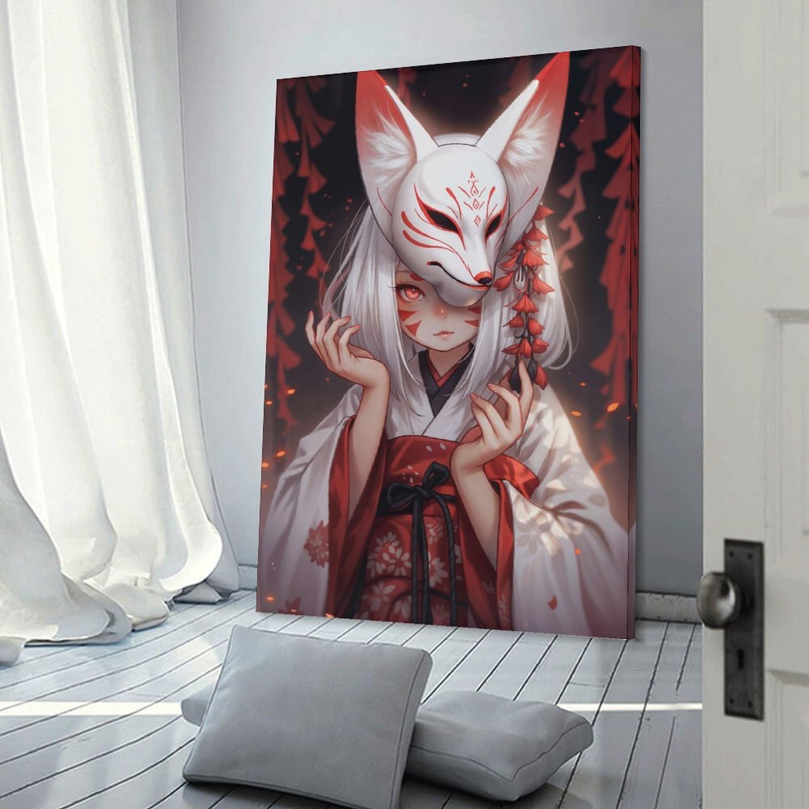 Junmoney Frame-Style-15 Canvas Art Print Fox Spirit, 24X36inch(60X90cm), For Office, Study Or Home Workspace, Wall Art That Adds Style To Work Areas