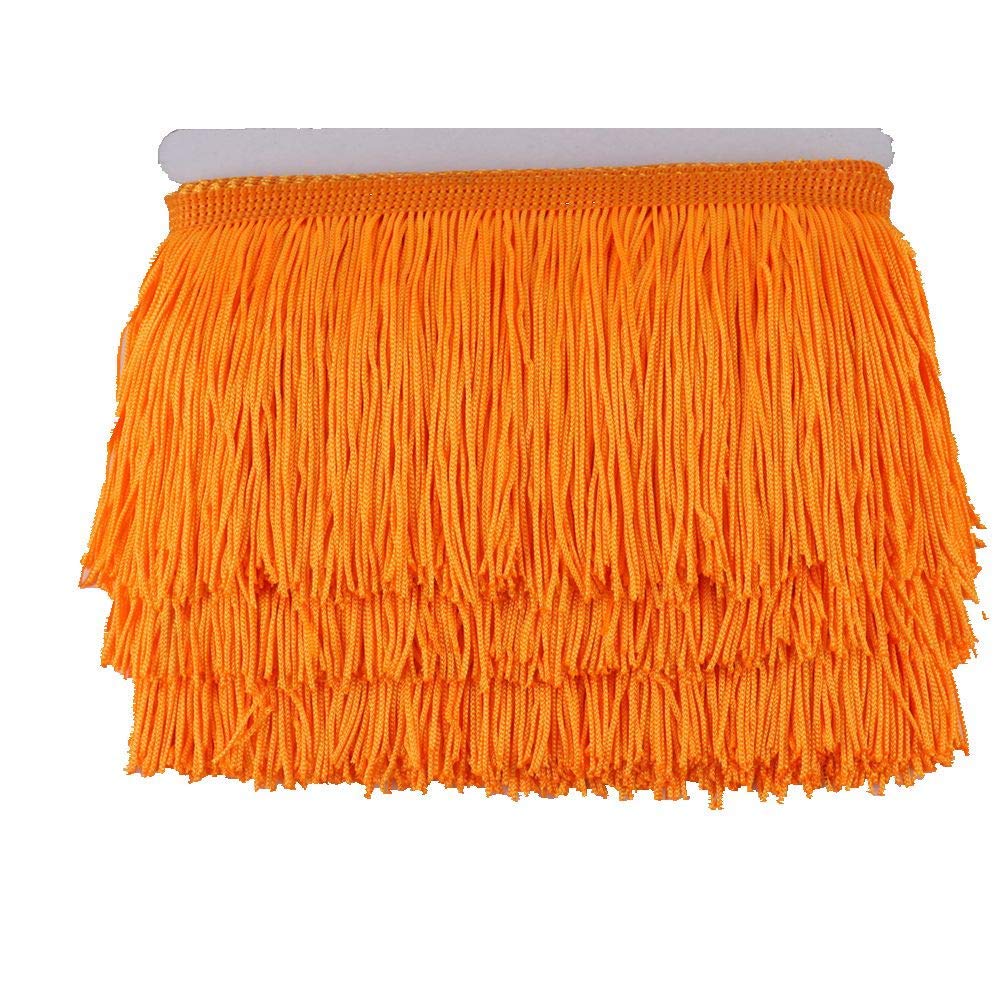 Heartwish268 Fringe Trim Lace Polyerter Fibre Tassel 4inch Wide 10 Yards Long for Clothes Accessories Latin Wedding Dress DIY Lamp Shade Decoration Black (Orange Red)