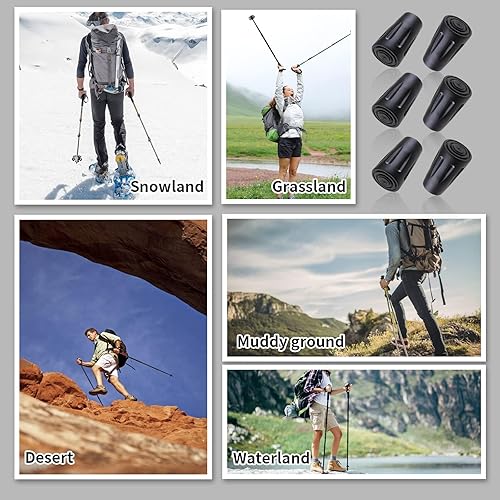 Miniatura 7 de 6 puntas de goma para bastón de senderismo, puntas de bastón de senderismo, puntas de goma para bastón, protectores de bastón para caminar, puntas