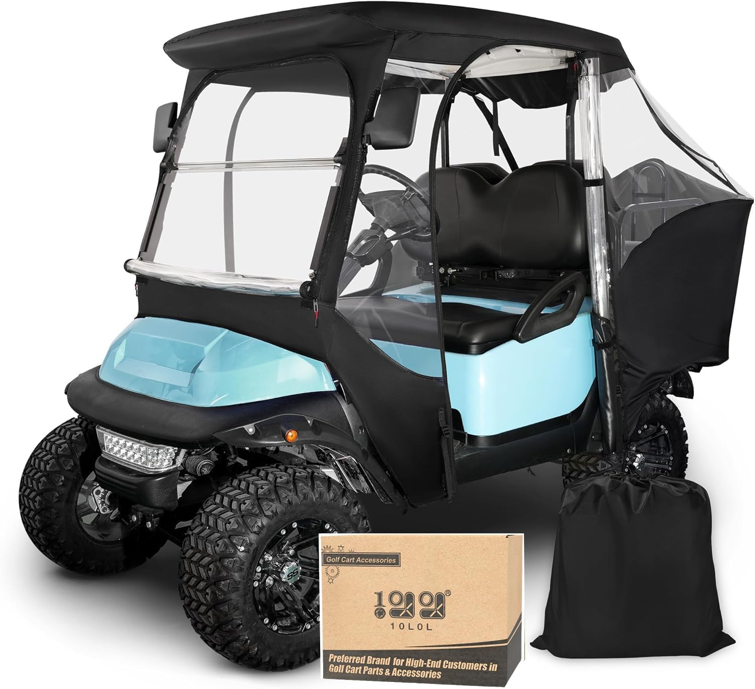 10L0L Cubierta para carrito de golf para 4 pasajeros precedente de coche, 4 lados, cubierta de lluvia transparente para todo tipo de clima, resistente al viento, a prueba de nieve