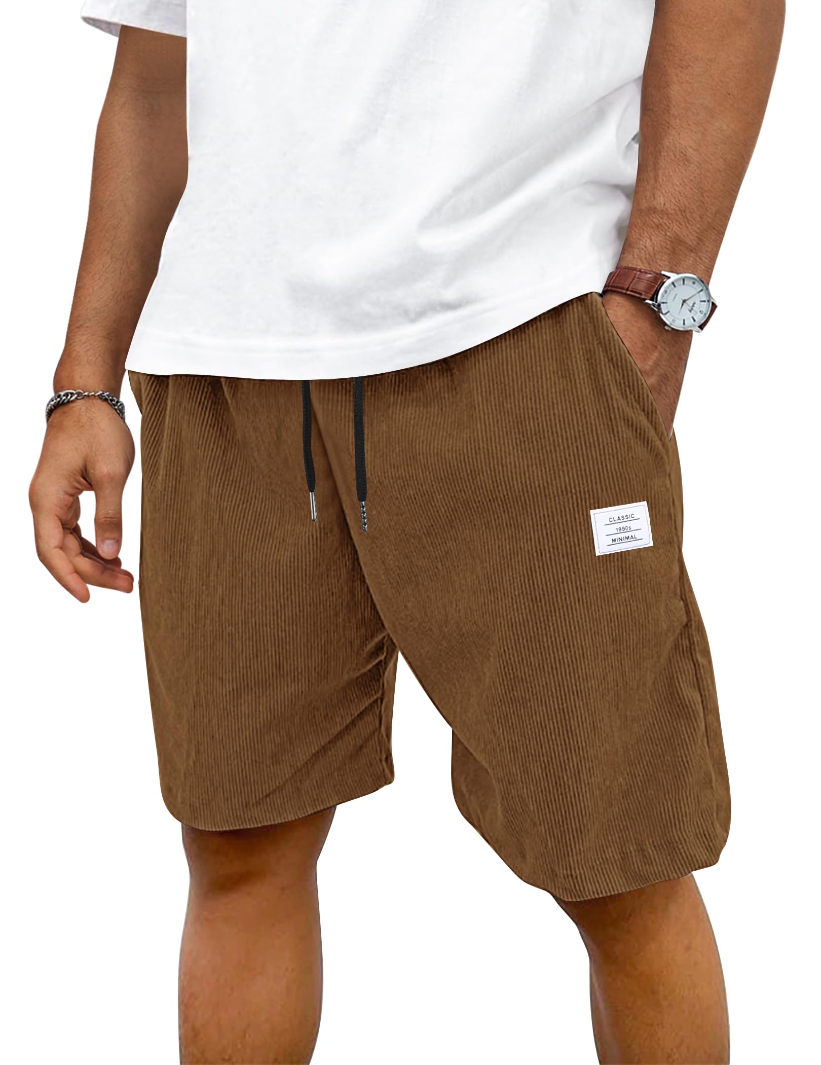 TARAINYA Velluto a Coste Pantaloncini Uomo Cotone Coulisse Estivi Causal Pantaloni Corti Uomo con Tasche