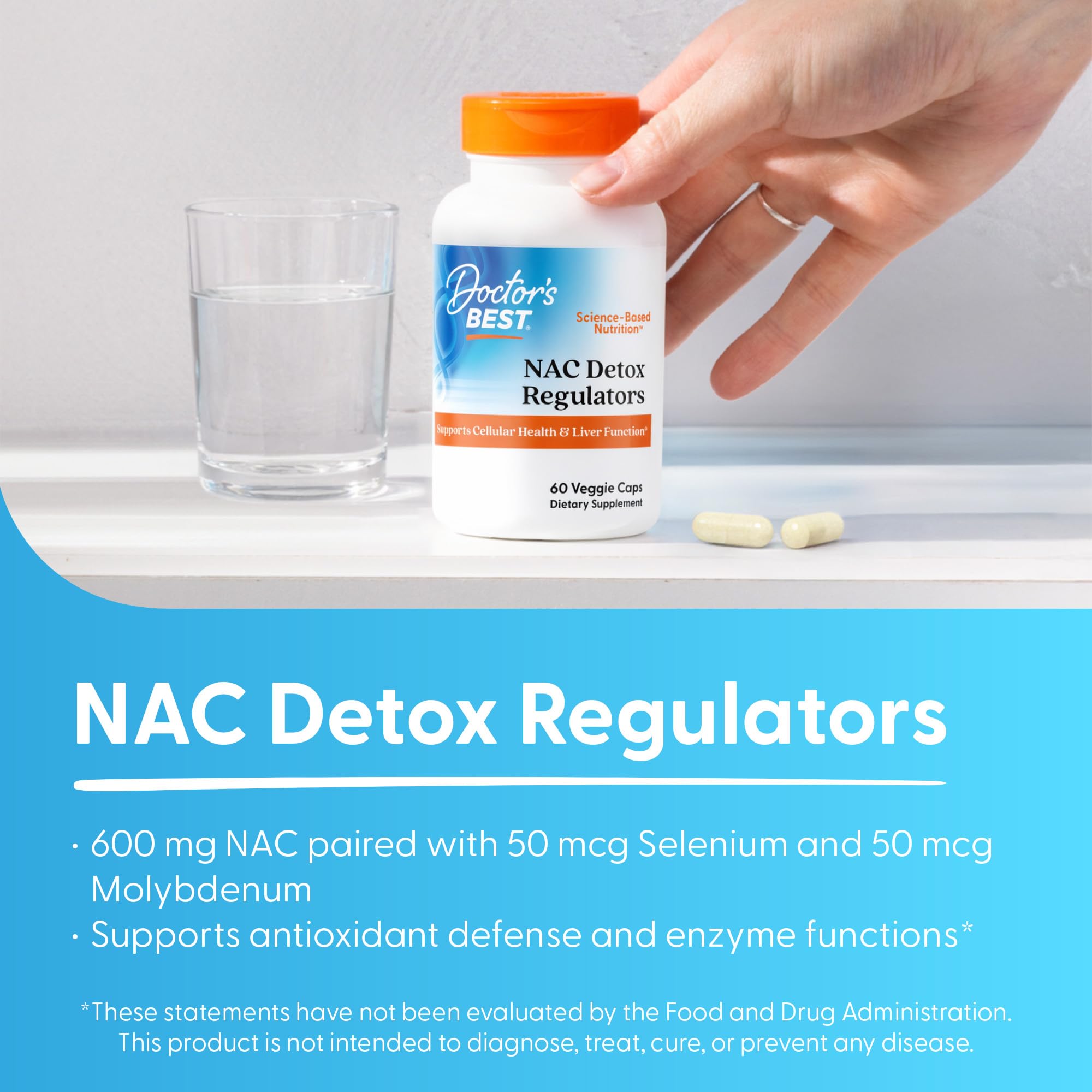 Doctor's Best NAC Detox Regulators Supplement for Men & Women, 60 Veg Caps — Amazon image 3