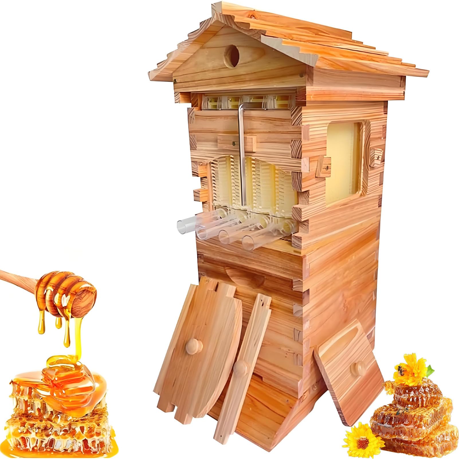 Flow Hive Imker-Starterset, komplettes Bienenstock-Starterset mit Sichtfenster und leicht zu öffnendem Honigauslauf, für die Imkerei, Gartenbestäuber.