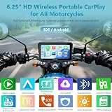 Carpuride W602S Pro Motorcycle Carplay Screen with BM05 for Plug-and-Play, Wireless CarPlay & Android Auto, 6.25" Waterproof Touchscreen, Bidirectional Charging, OTA, Dual Bluetooth, Wired Controller. - 2