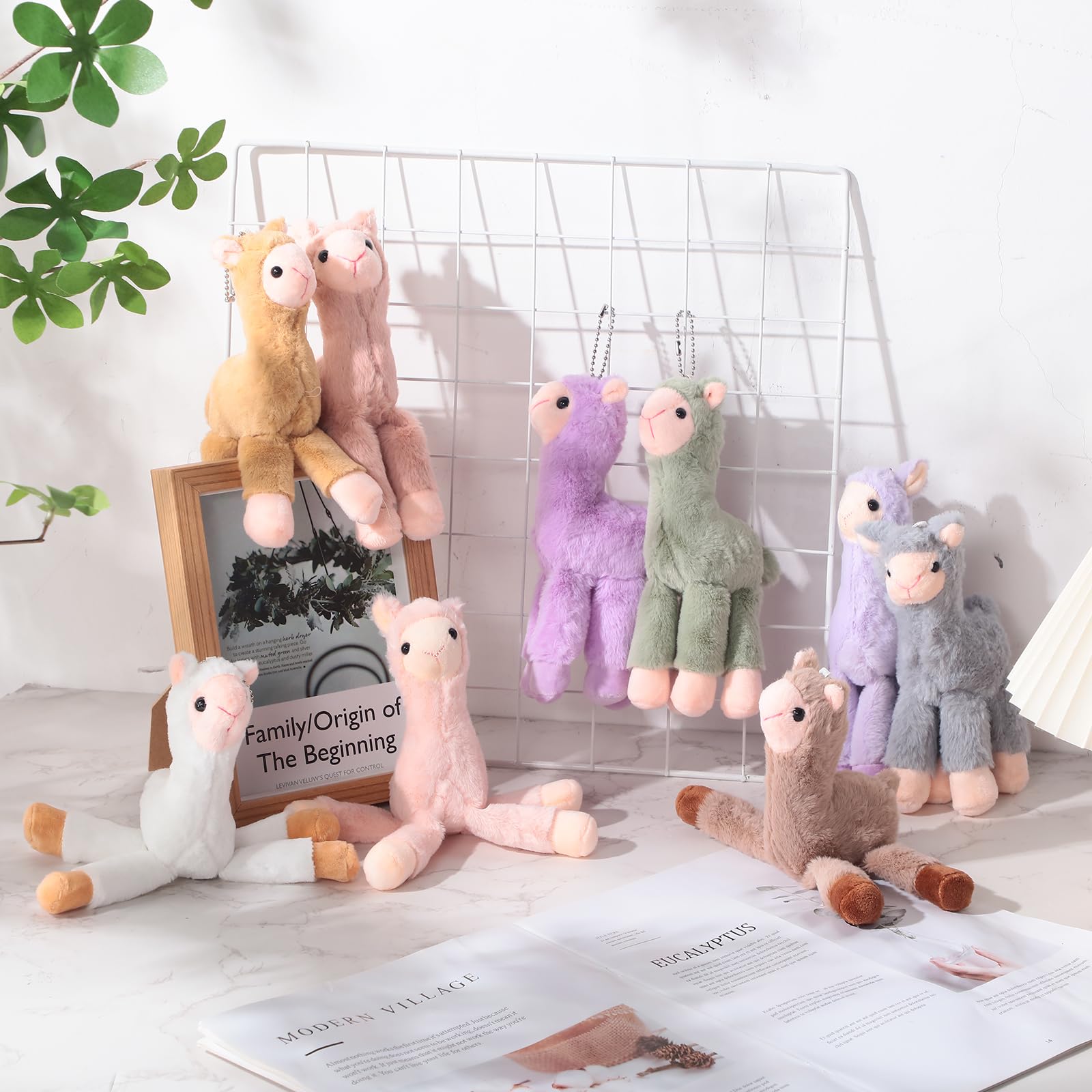 Llama Party Favors Supplies - Llama Bracelet Ring Necklace Keychains Hair Clips Puffy Sticker Gift Bag Alpaca Toys Kids Birthday School Prizes Rewards (60 Pcs
