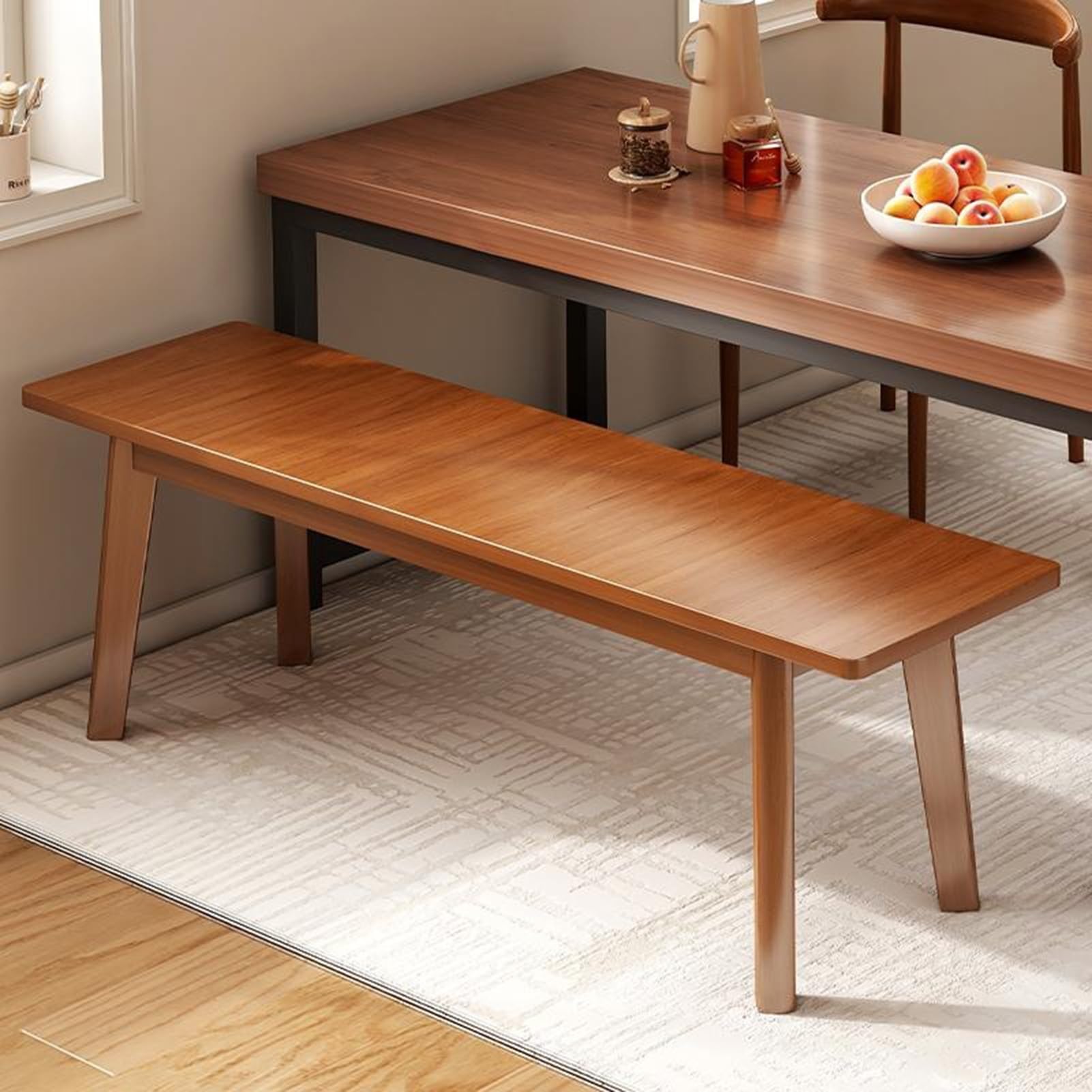 Banc en bois finition noyer au design épuré pour salle à manger