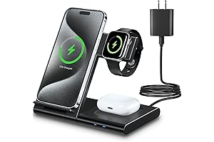 3-in-1 Qi Certified Pixel 3 Wireless Charging Station for iPhone,Apple Watch,AirPods