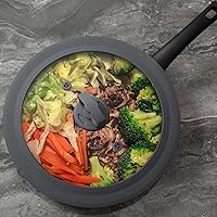 Vista 6 de Tapa Universal de Vidrio Templado Ventilado para Olla Sartén con Borde de Silicona Resistente al Calor Tapa Antisalpicaduras para Microondas Apta