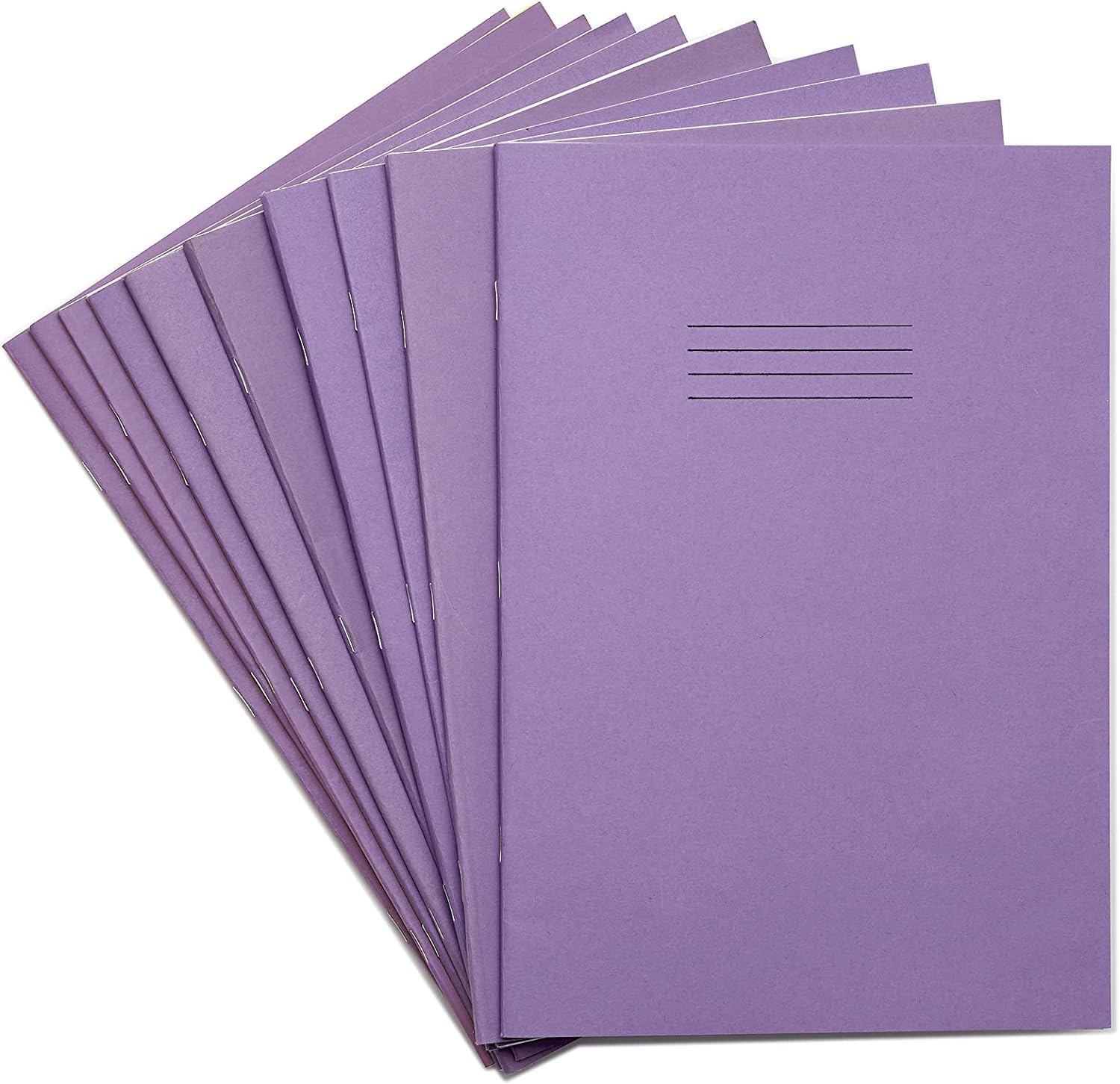 Rhino A4 Exercise Books, 80 Page / 10mm Squared Paper Notebook, 10 Pack, Office & School Stationery Supplies, Purple