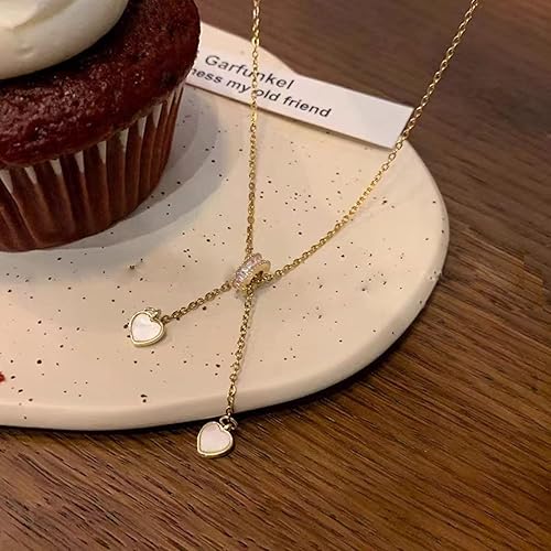 Miniatura 3 de 18K Gold Plated Heart Necklace Adjustable Y Chain Necklace Dainty Choker Lariat Necklace for Women