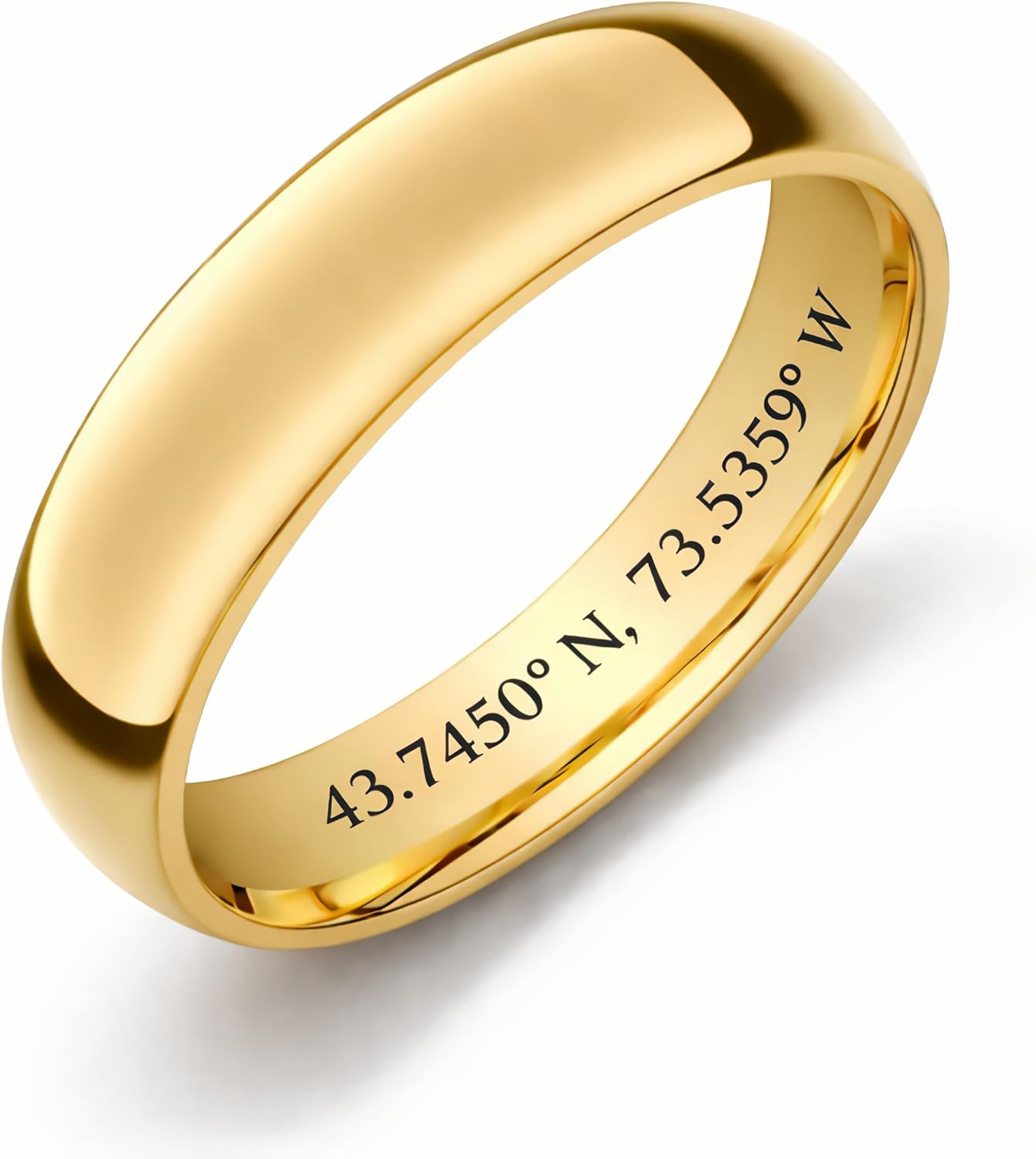 Personalized Men’s Gold Tungsten Ring – Custom Engraved Wedding Band with Free Engraving in Any Language - Ships from USA