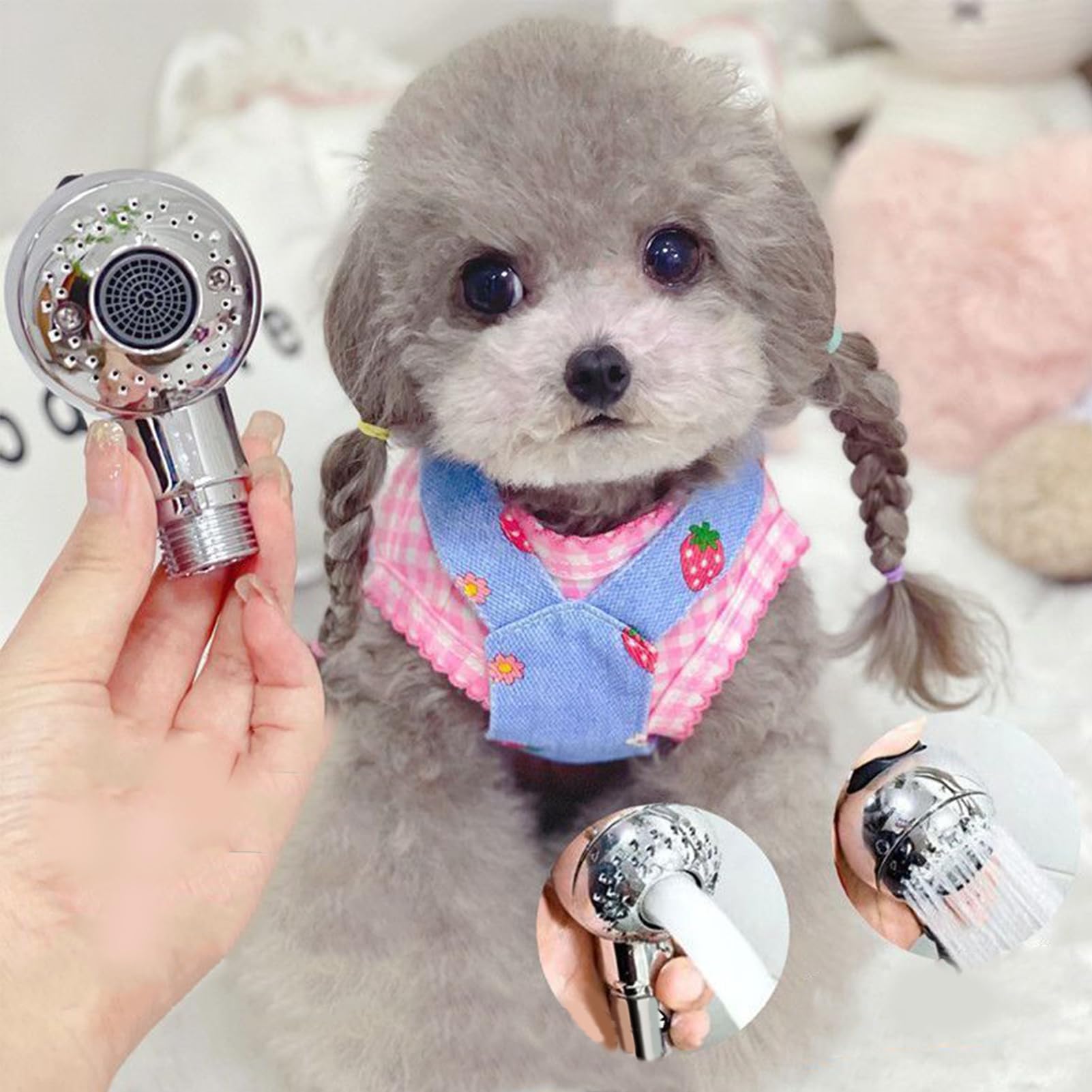 Dog Shower Head, Bath Sprayer Attachment, Gentle Water Flow Design, Pet Grooming Wash Tool, Relaxing Cleaning Accessory, Ideal for Bathroom, Tub, Hose, Puppy, Indoor Bath Use