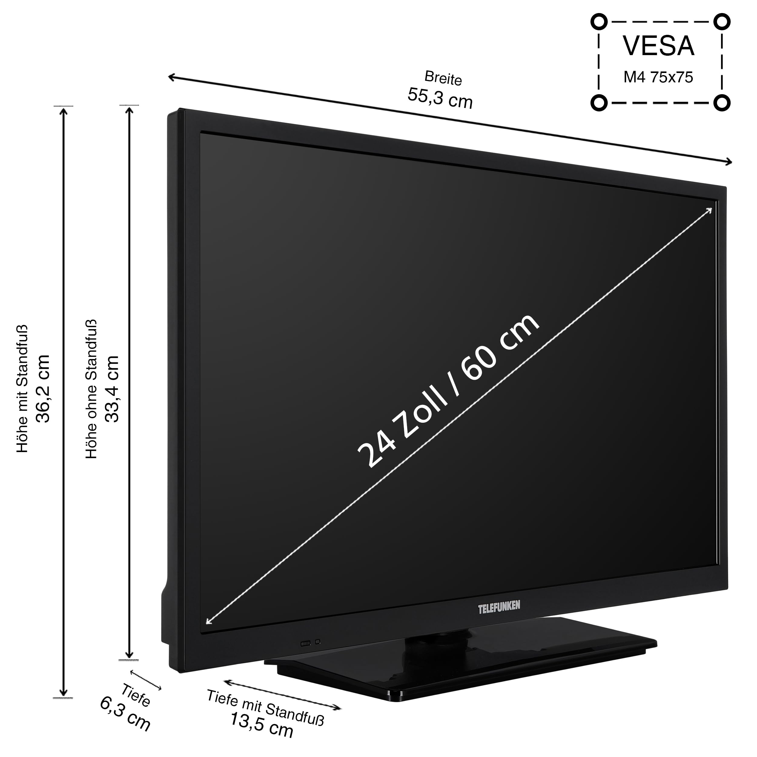 TELEFUNKEN XH24VP550M TV Smart TV VIDAA HD TV de 24 pulgadas, HDR TV con sintonizador triple integrado, LED TV negro (2026)