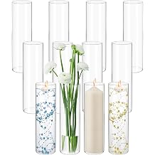12 Pack Glass Cylinder Vases 16 Inch Tall Clear Flower Vases for Centerpieces, Hurricane Floating Candle Holder Wedding Decorations, Floral Simple Vase Bulk for Party Home Decor 3.35 x 16 Inch