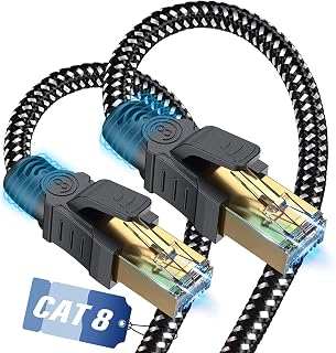 SWECENT LANケーブル CAT8 1.5M,メッシュ有線lanケーブル カテゴリー8 超高速40Gbps/2000MHz らんけーぶる RJ45金メッキコネクタ イーサネットけーぶる 爪折れ防止 シールド ネット パソコン モデム ルーター ラップトップ プリンター PoE PS3 PS4 PS5 Xbox等に対応-黒
