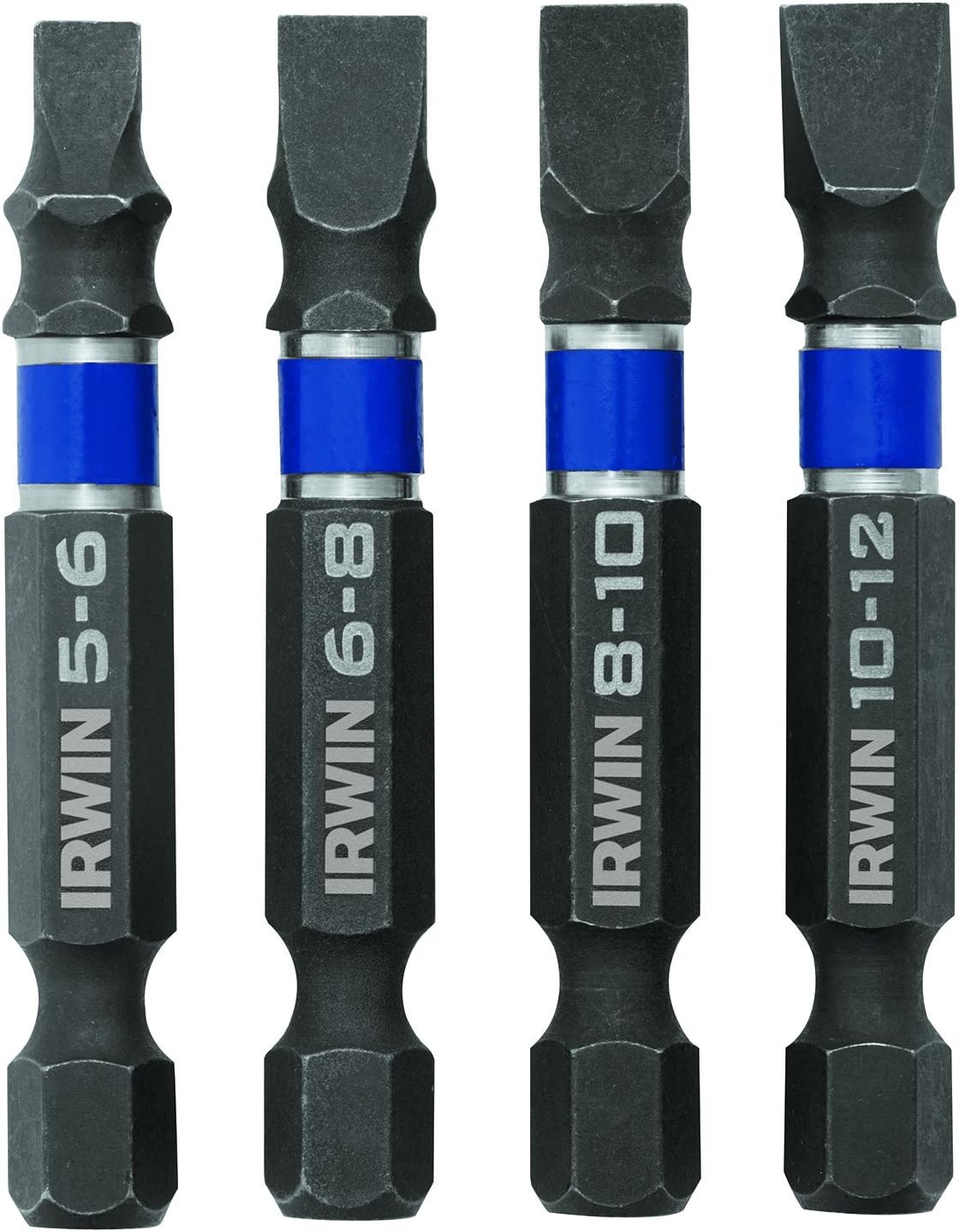 IRWIN Tools 1899885 Impact Performance Series Screwdriver Power Bits, Assorted Slotted, 2-Inch Length, 4-Piece